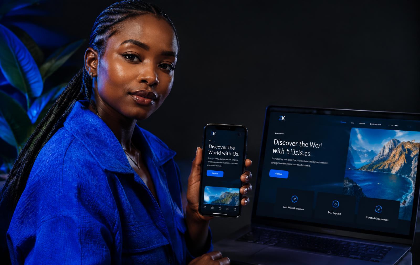 Tavia Africa website on phone and laptop